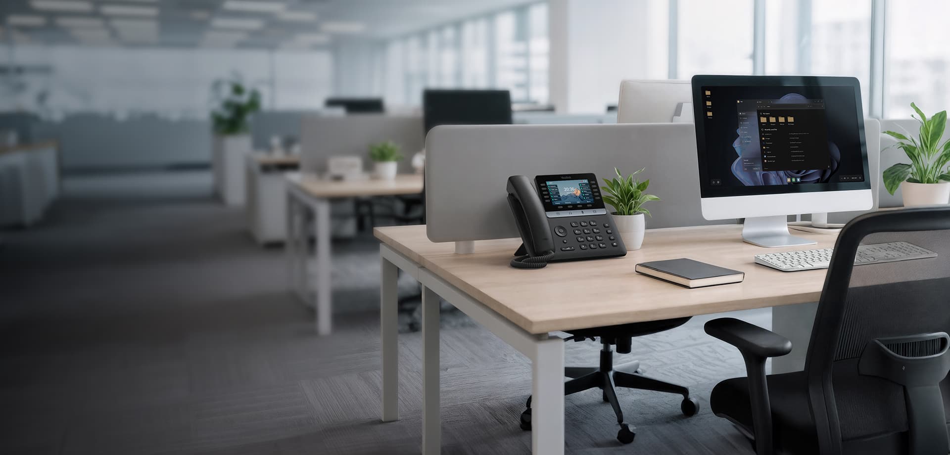 SIP Phones & Unified Endpoints: VoIP handsets combining calling, chat, and web tools over the same network — integrated with your existing UC platform